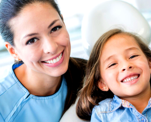 Girl at dentist office